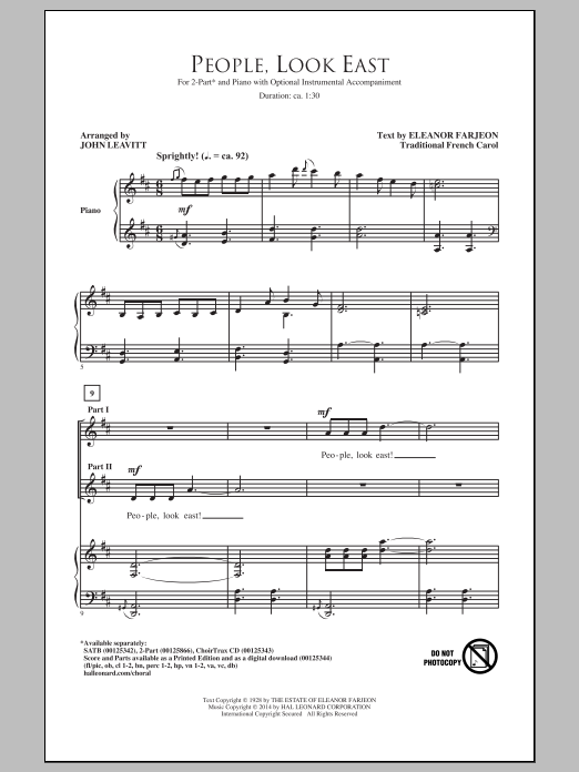 John Leavitt People, Look East sheet music notes and chords. Download Printable PDF.