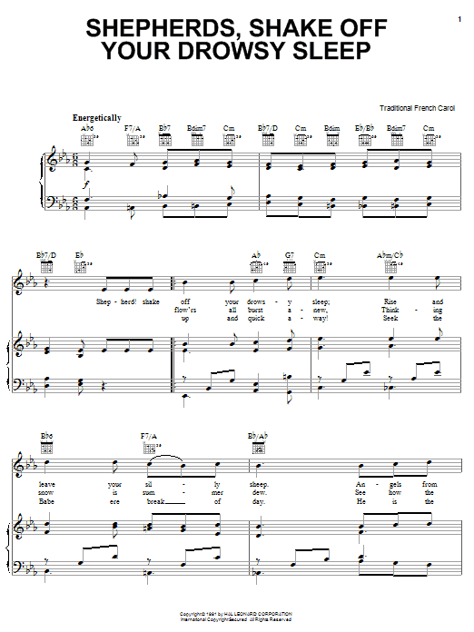 Learn to play Traditional Carol Shepherd! Shake Off Your Drowsy Sleep sheet music for Piano, Vocal & Guitar Chords (Right-Hand Melody) in minutes. Price: 7.8900$ Traditional Carol Shepherd! Shake Off Your Drowsy Sleep sheet music notes and chords arranged for Piano, Vocal & Guitar Chords (Right-Hand Melody)