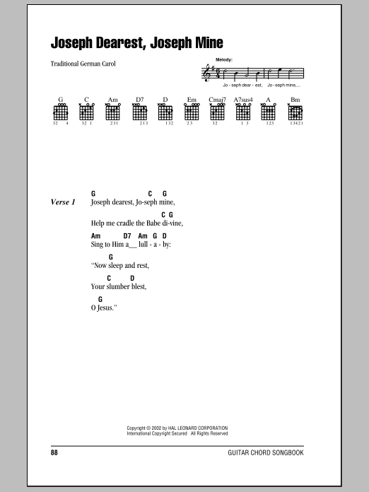 Traditional German Carol Joseph Dearest, Joseph Mine sheet music notes and chords. Download Printable PDF.