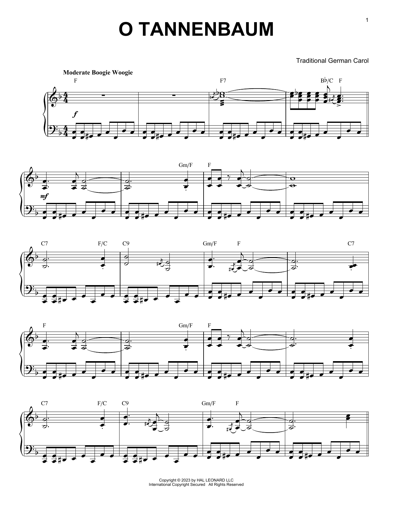 Traditional German Carol O Tannenbaum [Boogie Woogie version] (arr. Brent Edstrom) sheet music notes and chords. Download Printable PDF.