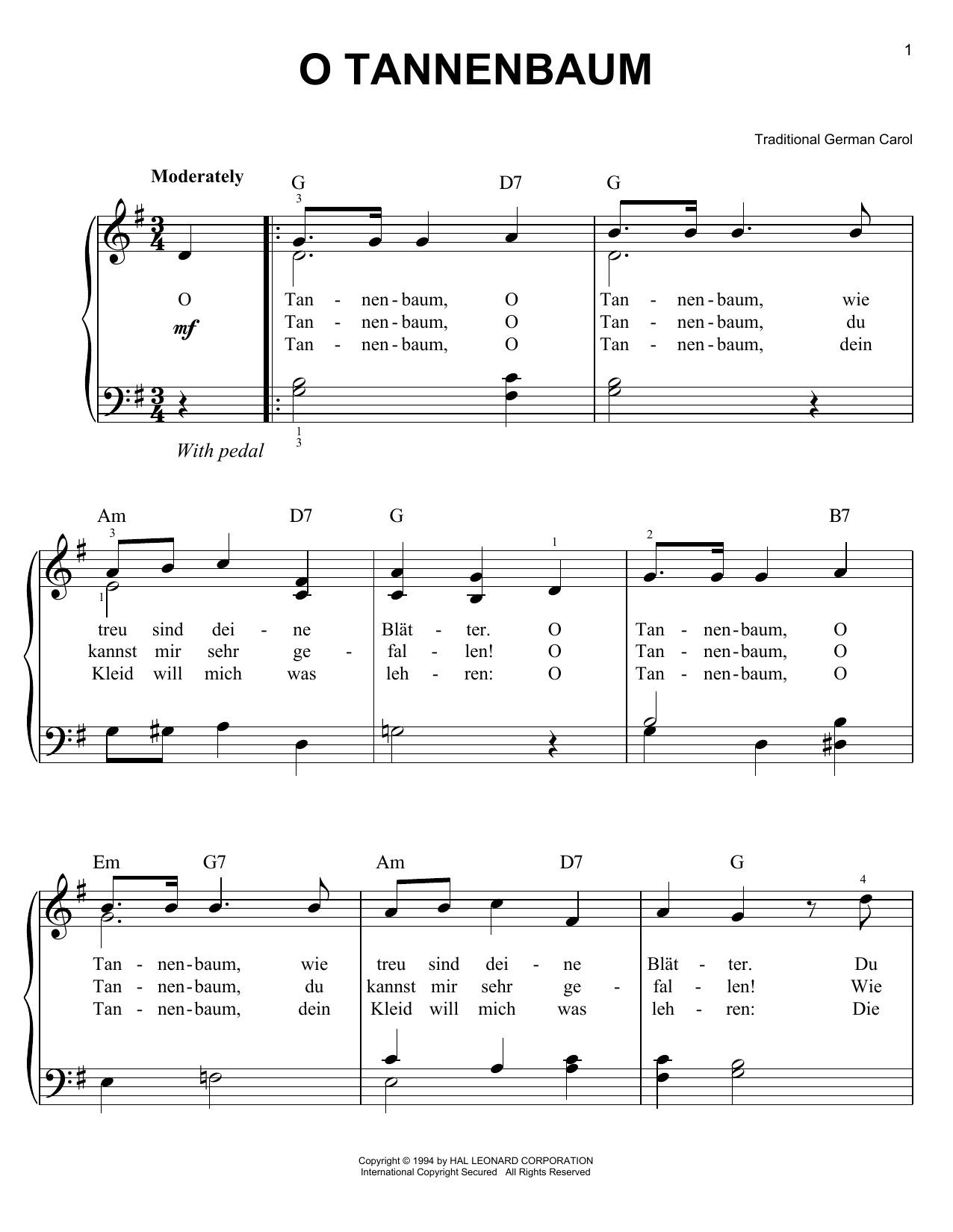 Traditional German Carol O Tannenbaum sheet music notes and chords. Download Printable PDF.