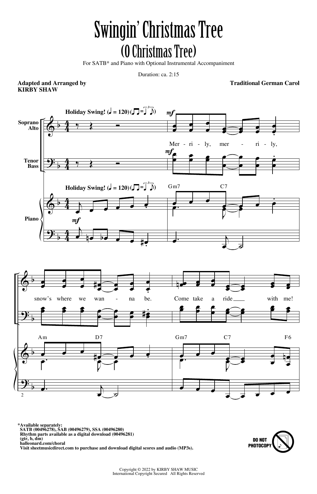 Traditional German Carol Swingin' Christmas Tree (O Christmas Tree) (arr. Kirby Shaw) sheet music notes and chords. Download Printable PDF.