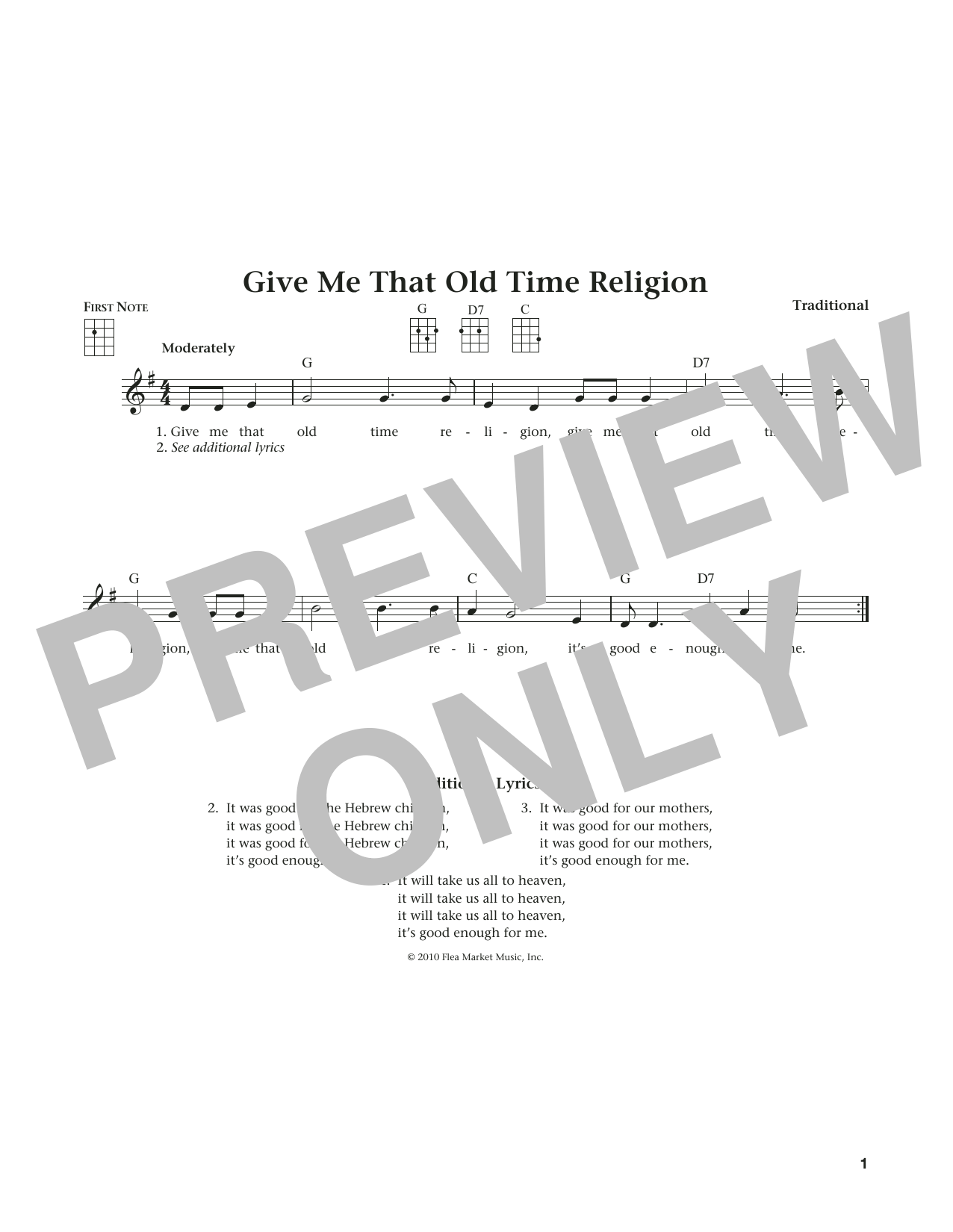 Learn to play Traditional Give Me That Old Time Religion (from The Daily Ukulele) (arr. Liz and Jim Beloff) sheet music for Ukulele in minutes. Price: 5.9900$ Traditional Give Me That Old Time Religion (from The Daily Ukulele) (arr. Liz and Jim Beloff) sheet music notes and chords arranged for Ukulele