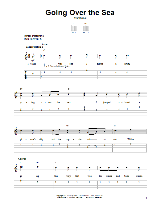 Traditional Going Over The Sea sheet music notes and chords. Download Printable PDF.