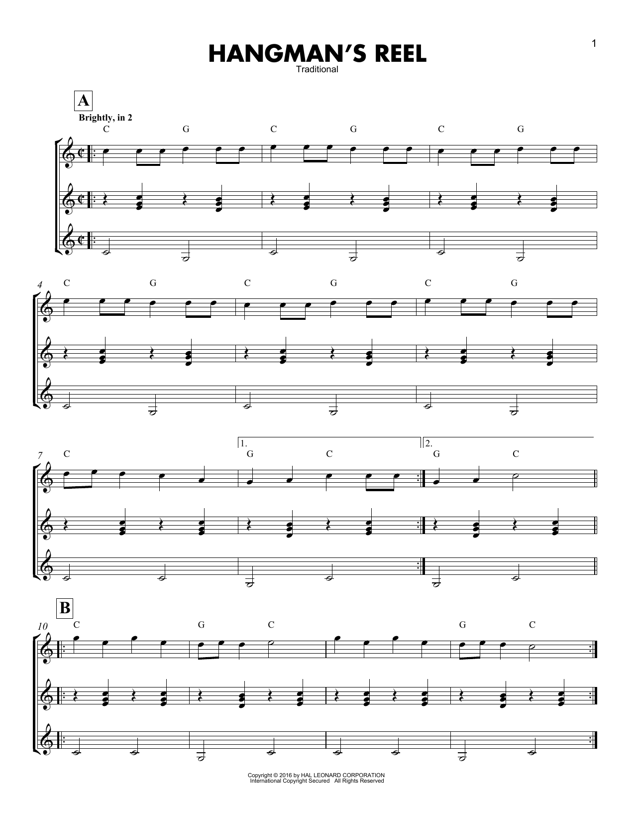 Traditional Hangman's Reel sheet music notes and chords. Download Printable PDF.