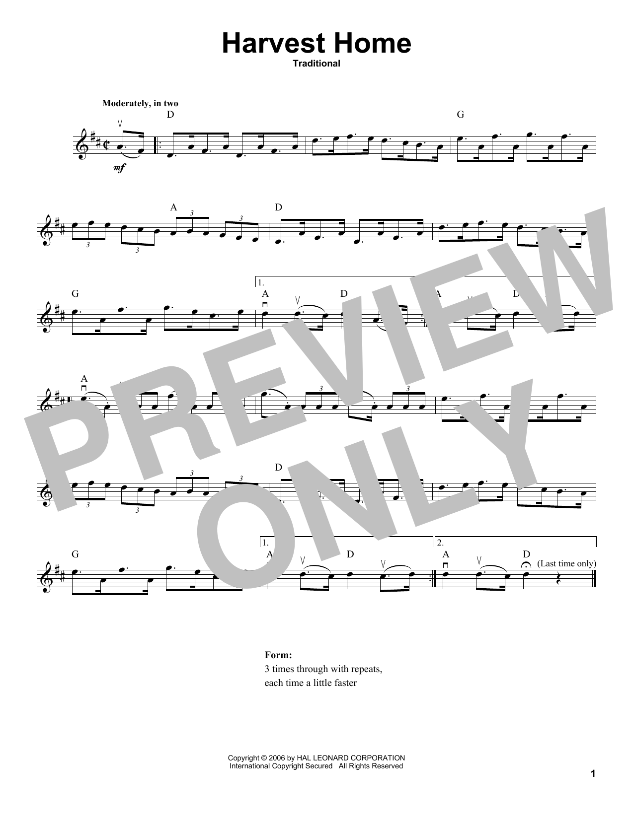 Traditional Harvest Home sheet music notes and chords. Download Printable PDF.