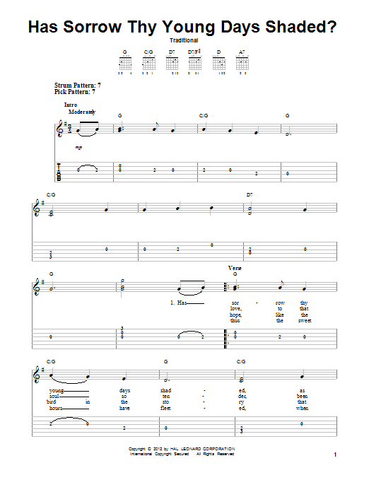 Traditional Has Sorrow Thy Young Days Shaded? sheet music notes and chords. Download Printable PDF.