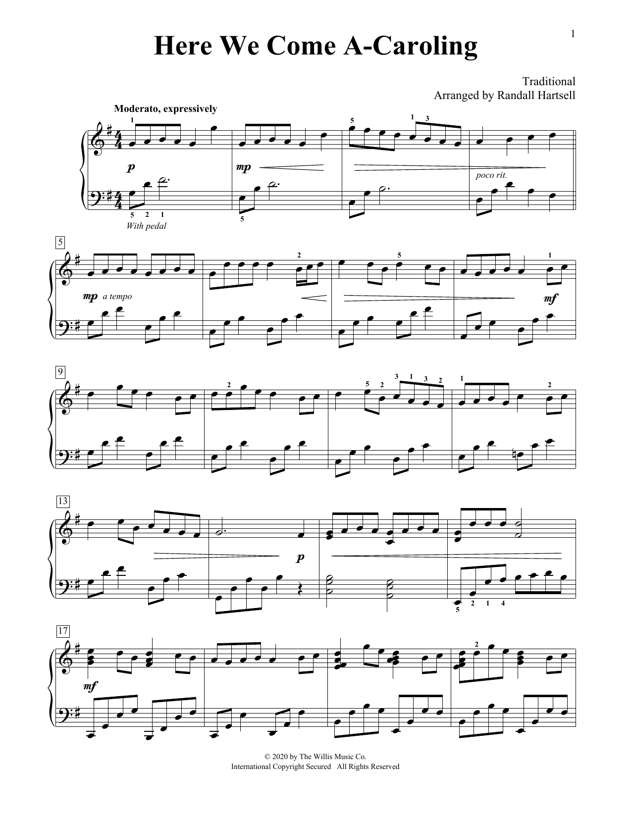 Learn to play Traditional Here We Come A-Caroling (arr. Randall Hartsell) sheet music for Educational Piano in minutes. Price: 6.9900$ Traditional Here We Come A-Caroling (arr. Randall Hartsell) sheet music notes and chords arranged for Educational Piano