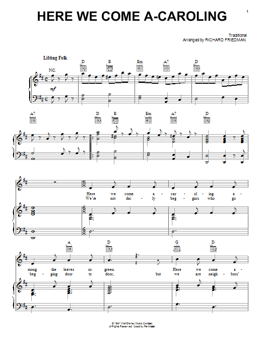 Richard Friedman Here We Come A-Caroling sheet music notes and chords. Download Printable PDF.