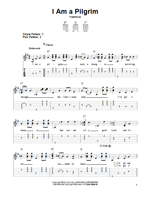 Traditional I Am A Pilgrim sheet music notes and chords. Download Printable PDF.