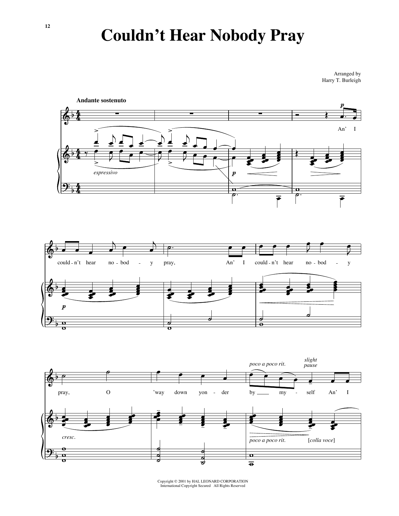 Learn to play Traditional I Couldn't Hear Nobody Pray (arr. Richard Walters) (High Voice) sheet music for Piano & Vocal in minutes. Price: 7.8900$ Traditional I Couldn't Hear Nobody Pray (arr. Richard Walters) (High Voice) sheet music notes and chords arranged for Piano & Vocal