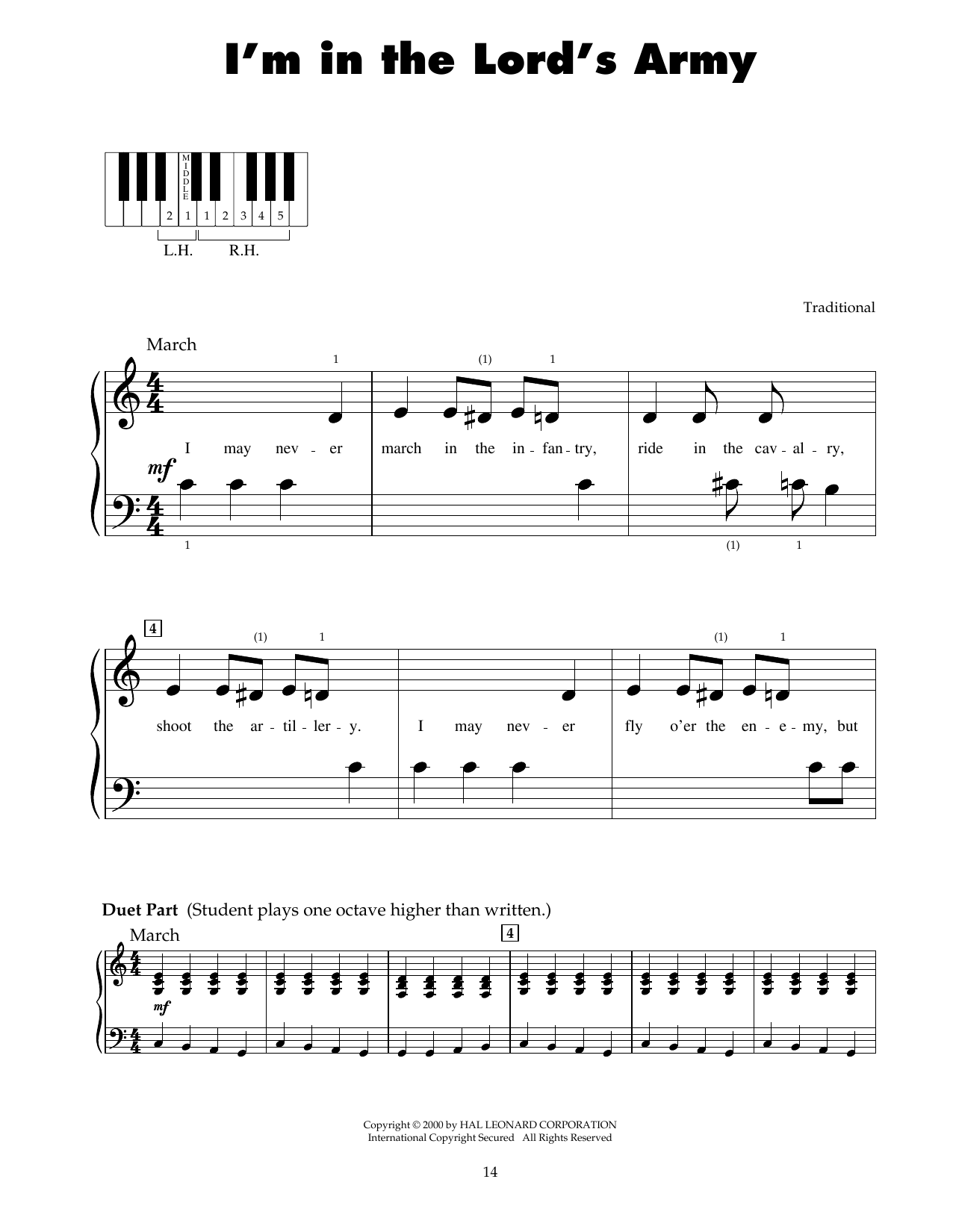 Traditional I'm In The Lord's Army sheet music notes and chords. Download Printable PDF.