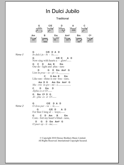 Christmas Carol In Dulci Jubilo sheet music notes and chords. Download Printable PDF.