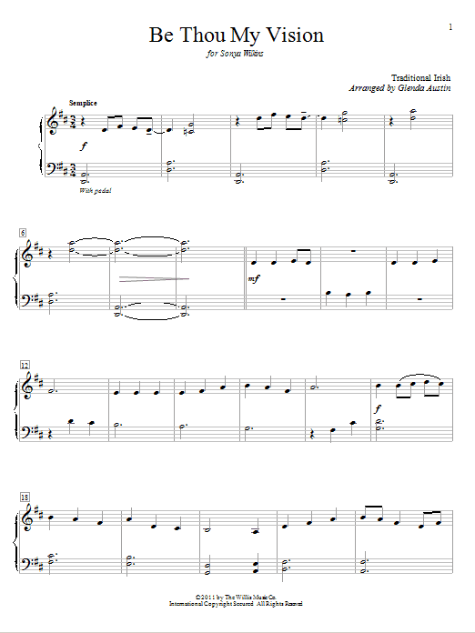 Mary E. Byrne Be Thou My Vision sheet music notes and chords. Download Printable PDF.