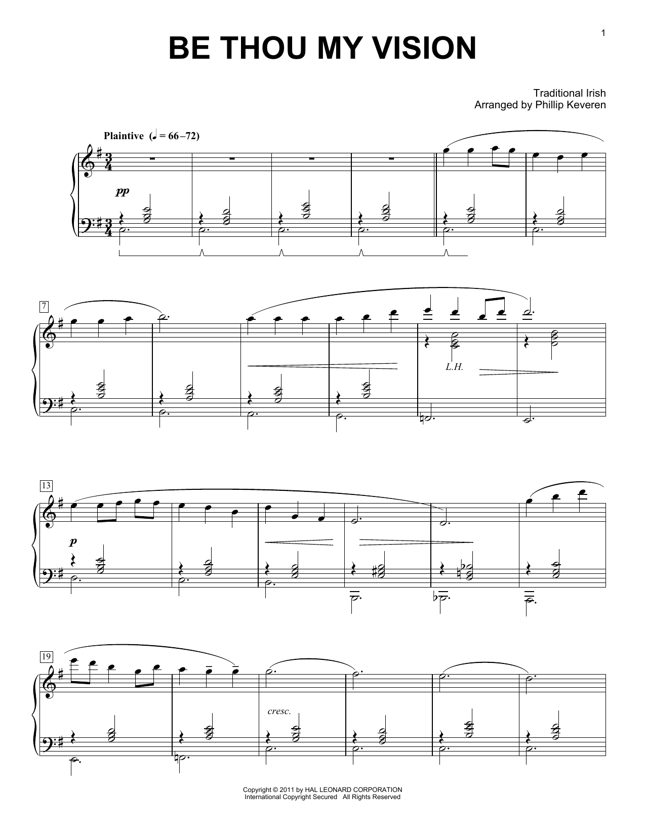 Mary E. Byrne Be Thou My Vision [Classical version] (arr. Phillip Keveren) sheet music notes and chords arranged for Piano Solo