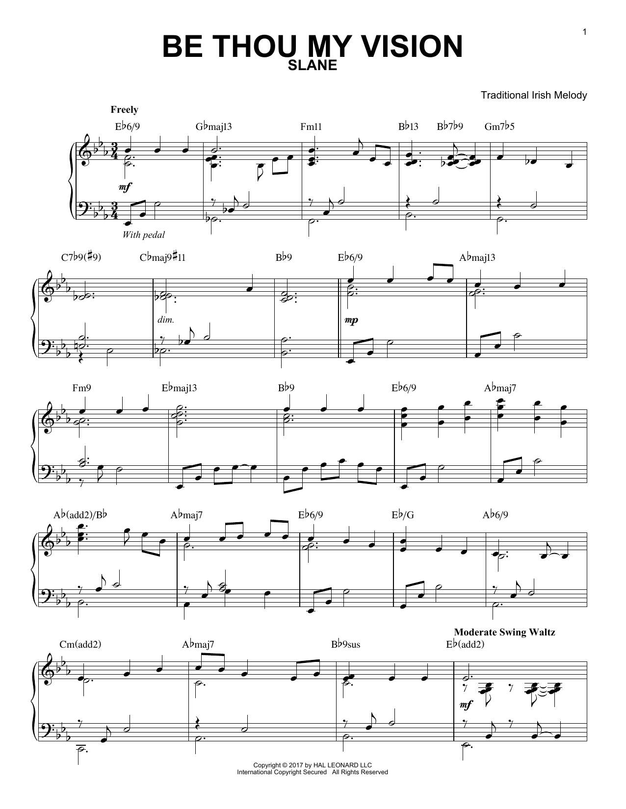 Traditional Irish Be Thou My Vision [Jazz version] sheet music notes and chords. Download Printable PDF.