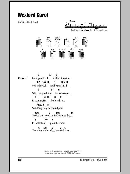 Traditional Irish Carol Wexford Carol sheet music notes and chords arranged for Trumpet Solo