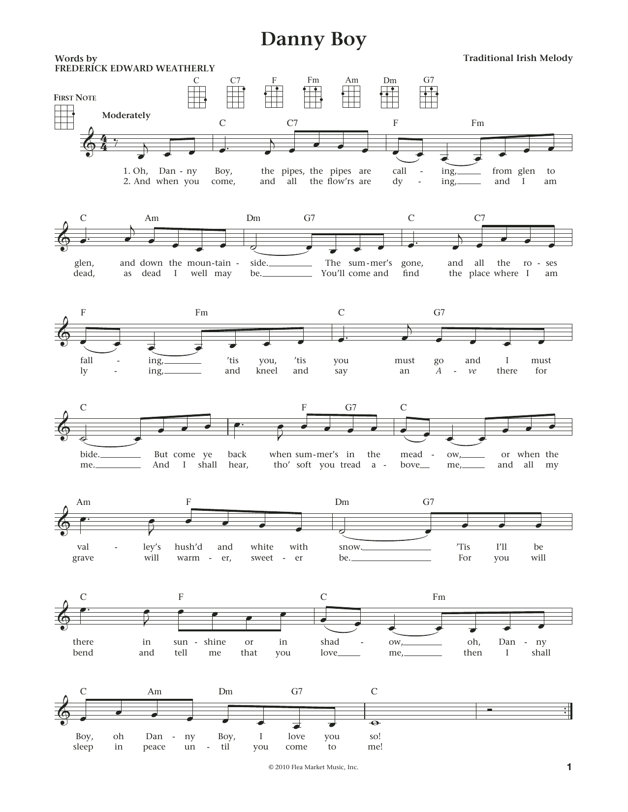 Traditional Irish Danny Boy (from The Daily Ukulele) (arr. Liz and Jim Beloff) sheet music notes and chords. Download Printable PDF.