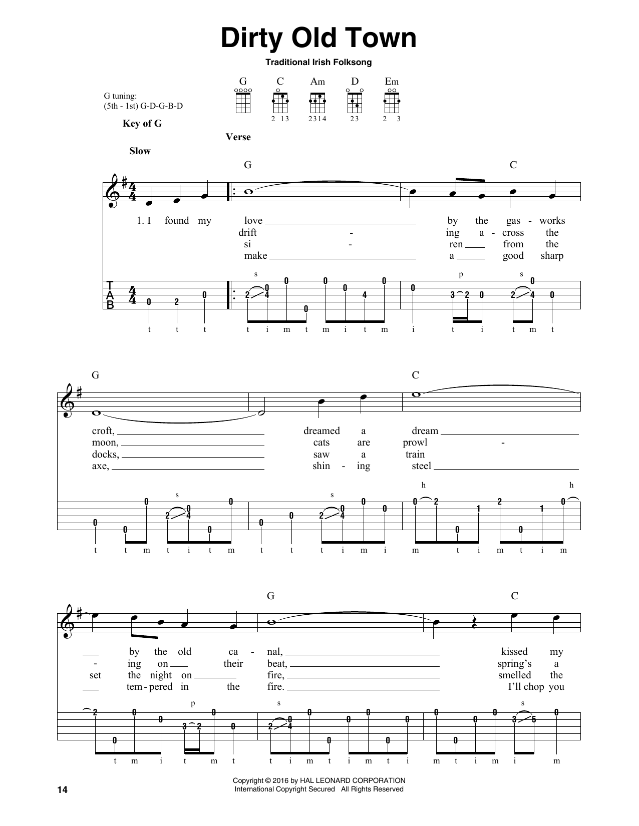 Traditional Irish Folk Song Dirty Old Town sheet music notes and chords. Download Printable PDF.