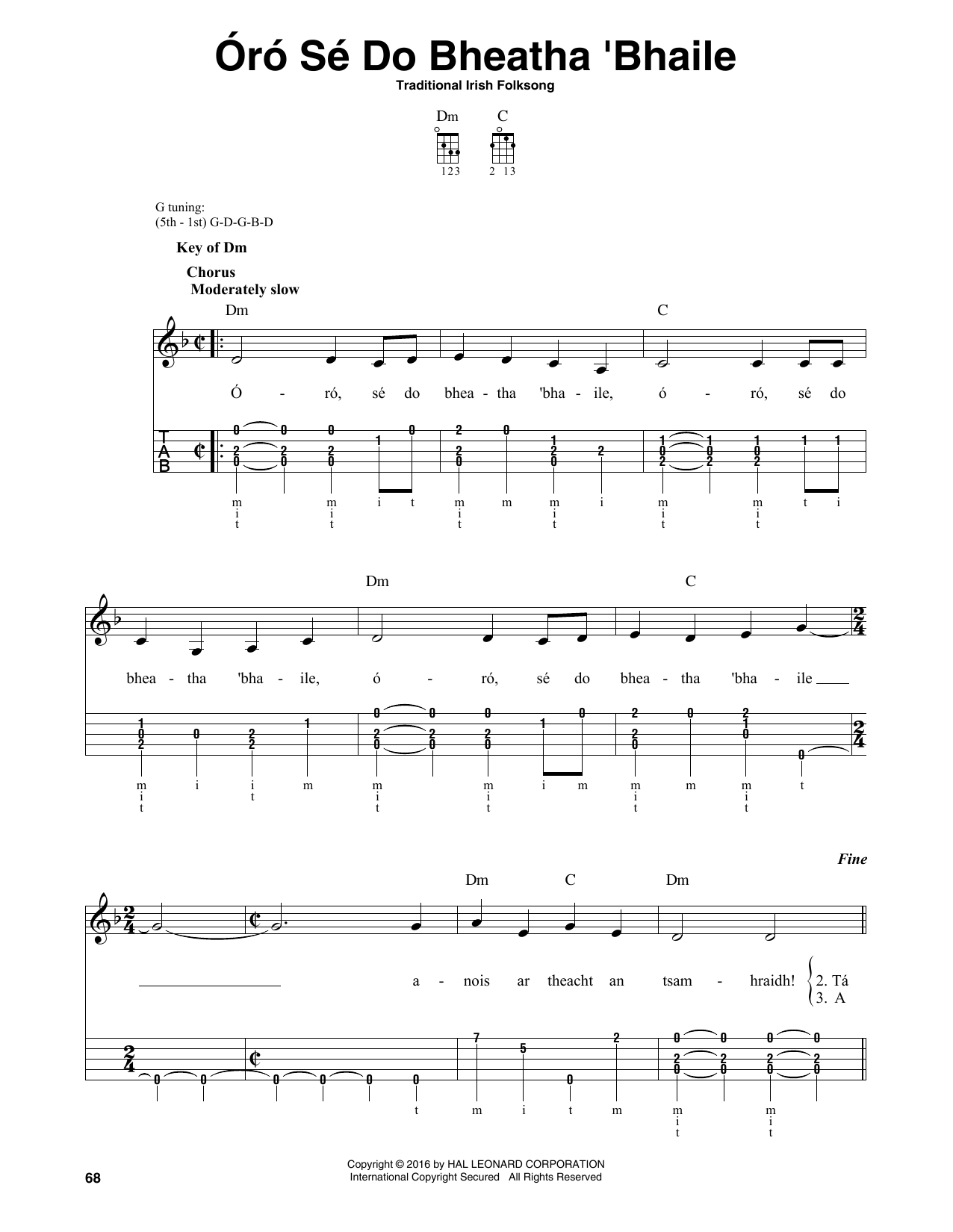 Traditional Irish Folk Song Oro Se Do Bheatha Bhaile sheet music notes and chords. Download Printable PDF.