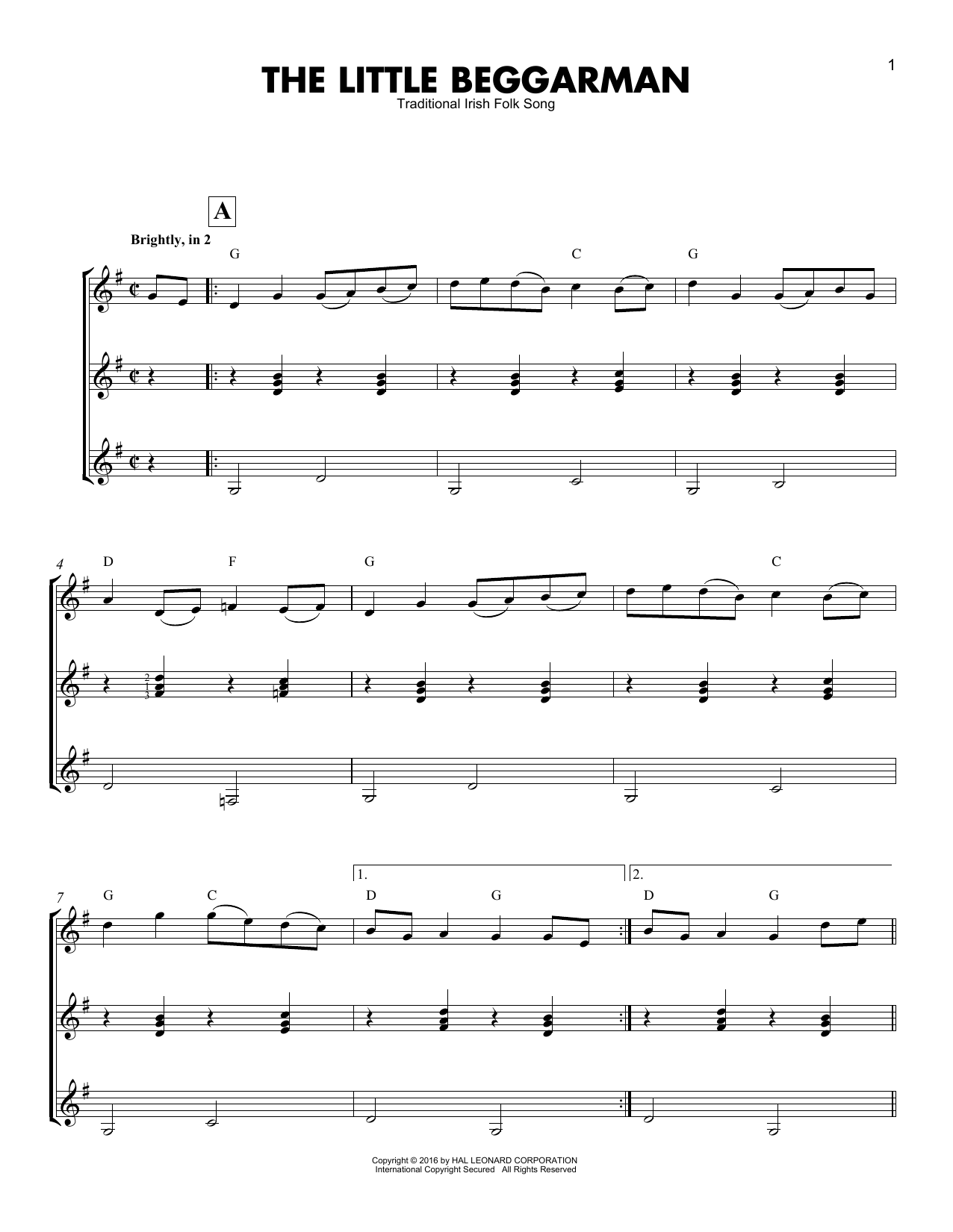 Traditional Irish Folk Song The Little Beggarman sheet music notes and chords. Download Printable PDF.