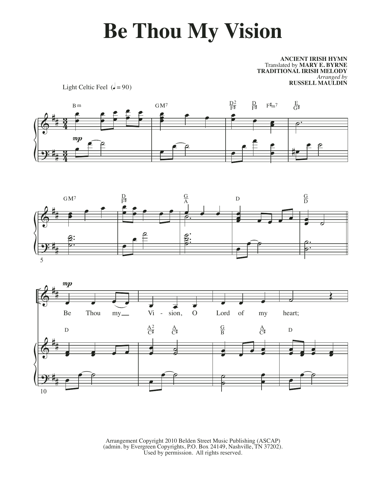 Traditional Irish Melody Be Thou My Vision (arr. Russell Mauldin) sheet music notes and chords. Download Printable PDF.