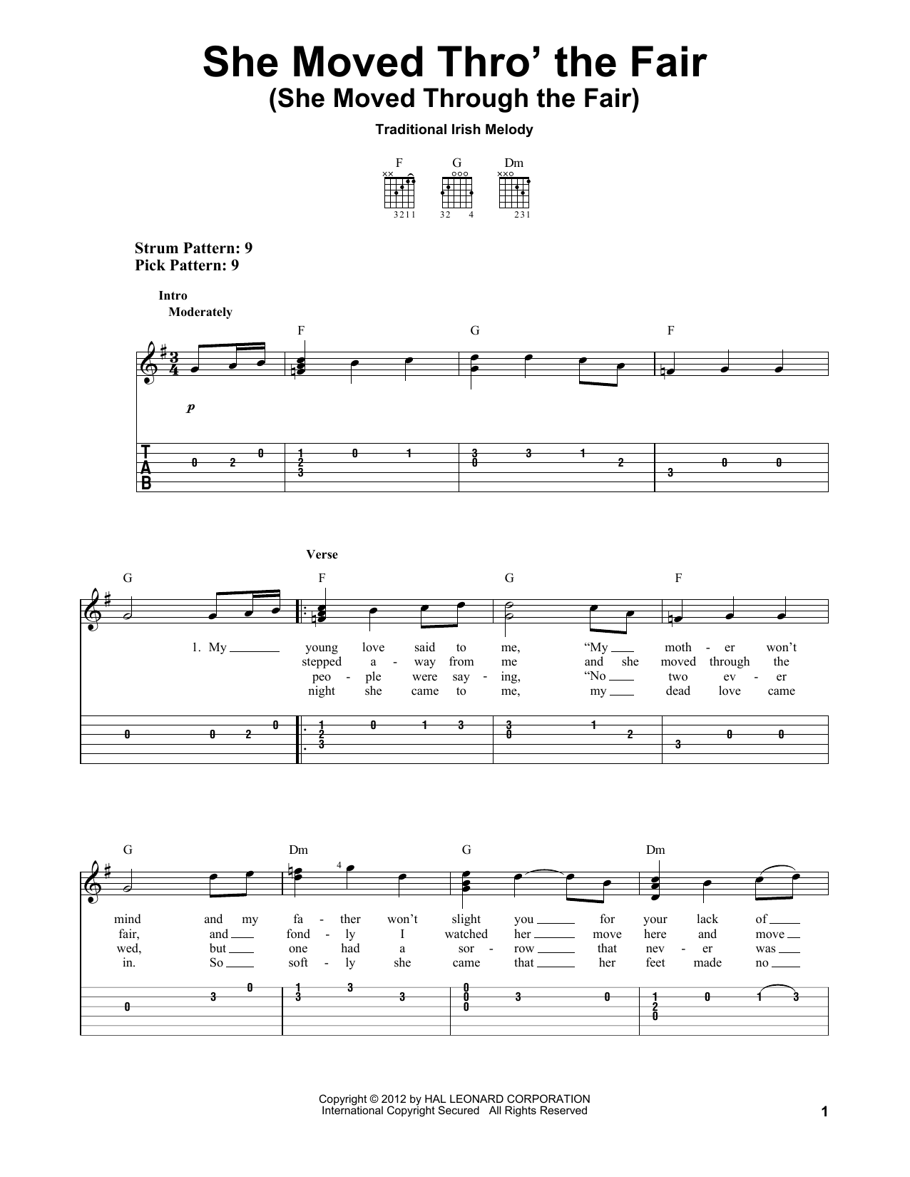 Traditional Irish She Moved Thro' The Fair (She Moved Through The Fair) sheet music notes and chords. Download Printable PDF.