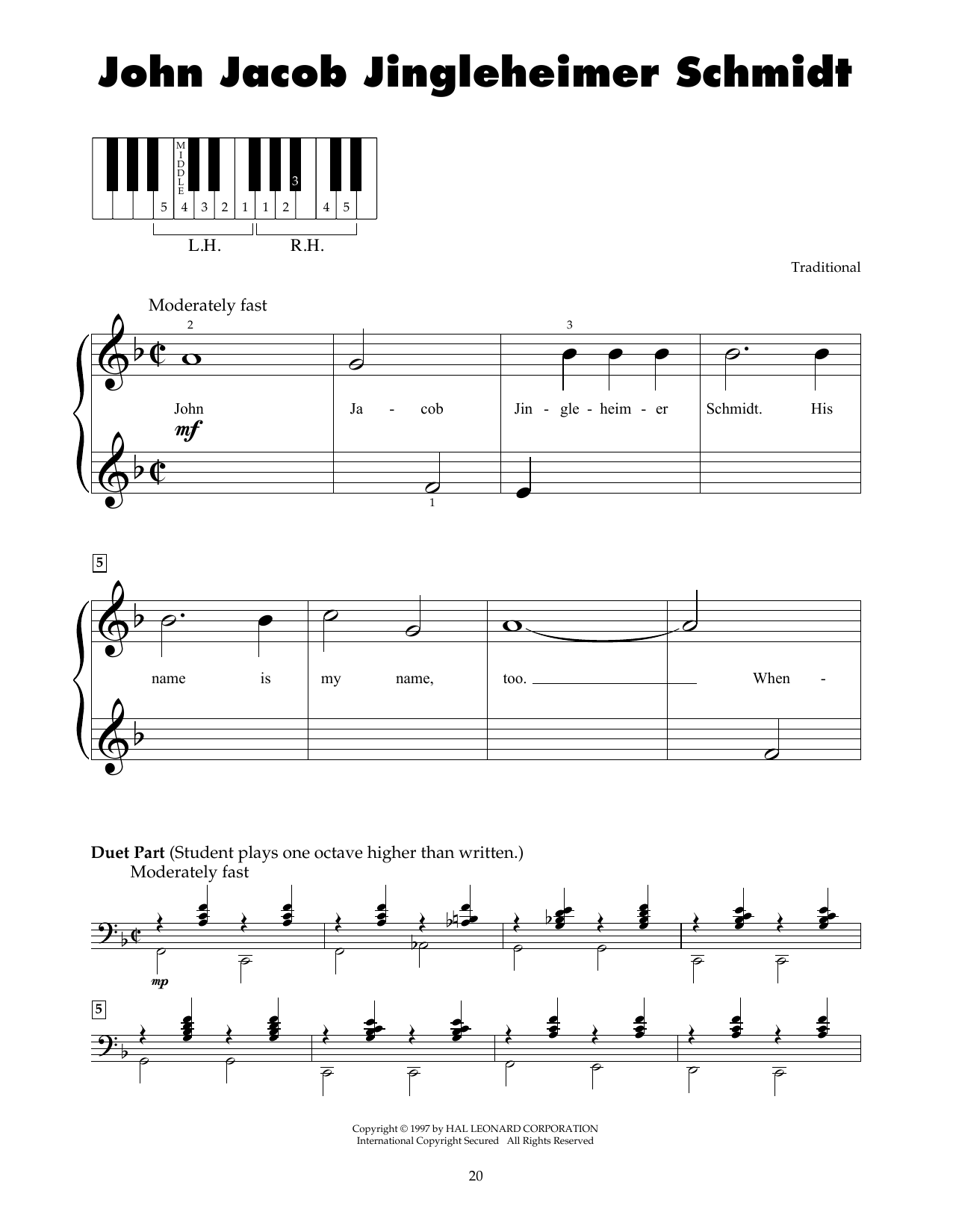 Traditional John Jacob Jingleheimer Schmidt sheet music notes and chords. Download Printable PDF.