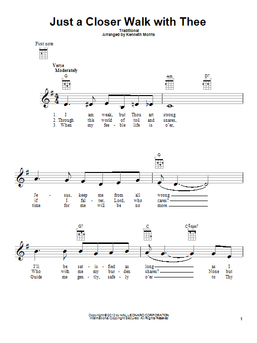 Traditional Just A Closer Walk With Thee sheet music notes and chords. Download Printable PDF.