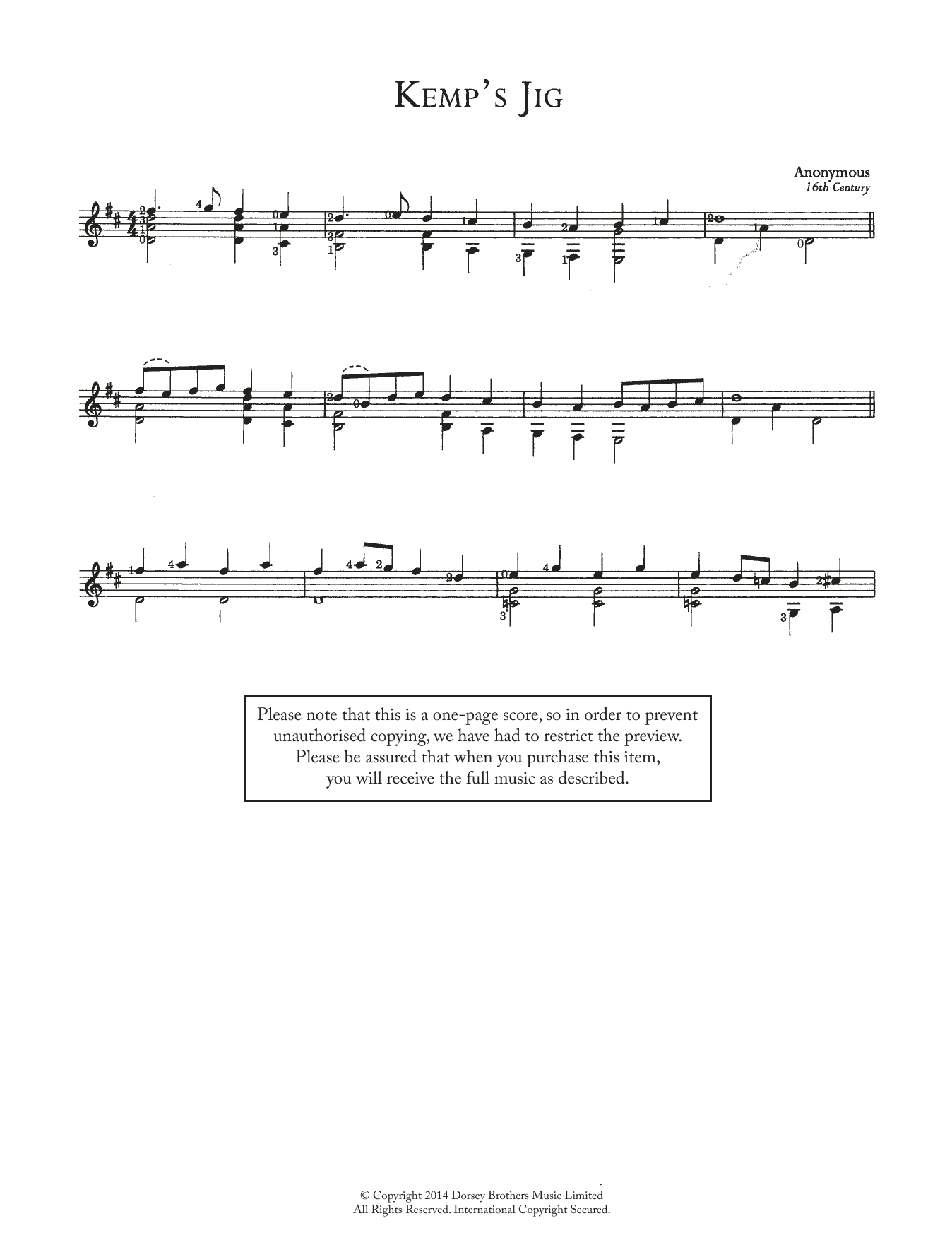 Traditional Kemp's Jig sheet music notes and chords. Download Printable PDF.