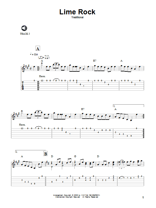 Traditional Lime Rock sheet music notes and chords. Download Printable PDF.