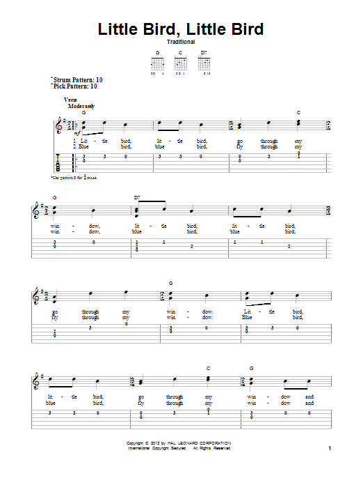 Traditional Little Bird, Little Bird sheet music notes and chords. Download Printable PDF.