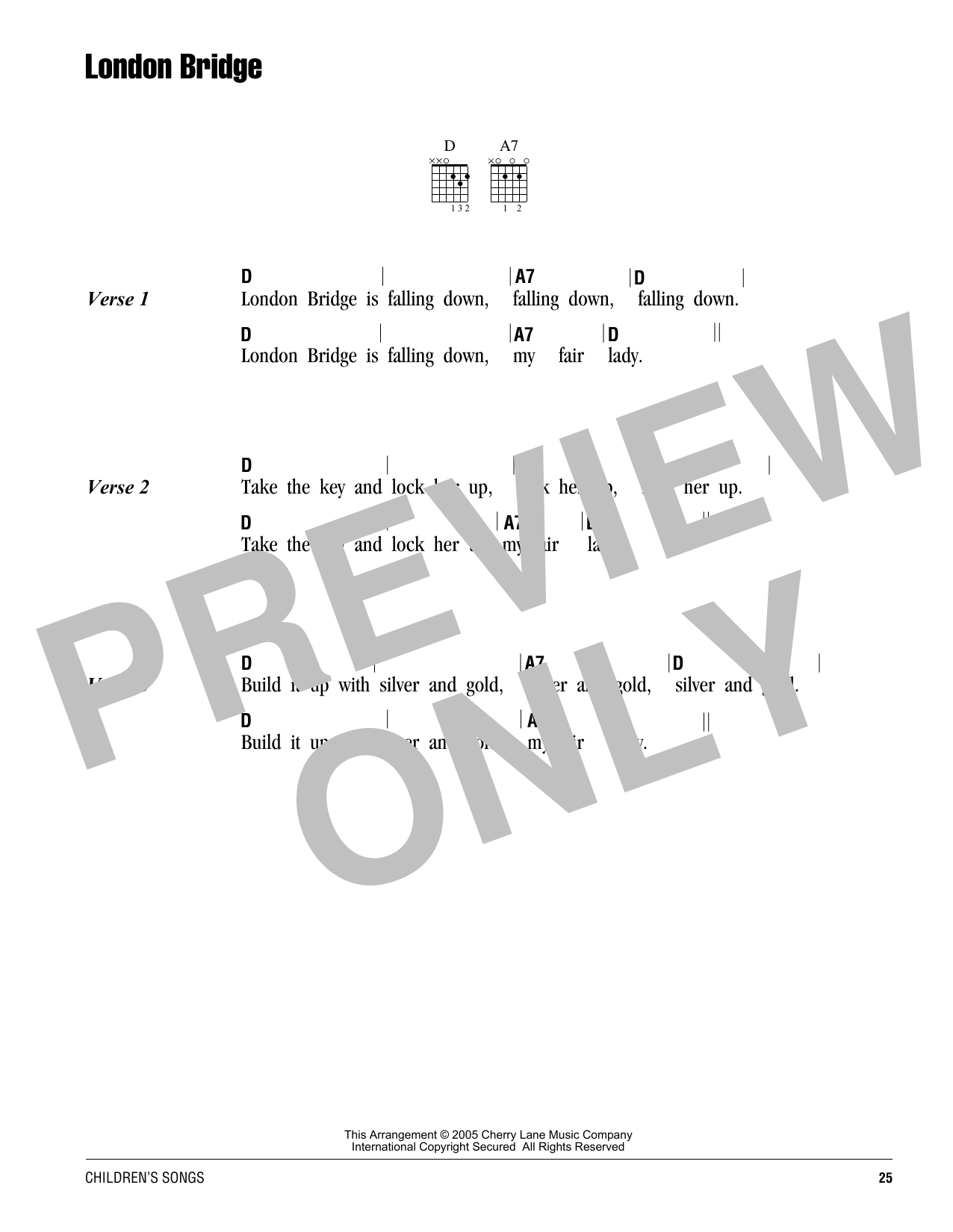 Traditional London Bridge sheet music notes and chords. Download Printable PDF.