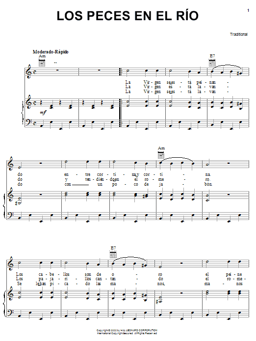 Traditional Los Peces En El Rio sheet music notes and chords. Download Printable PDF.