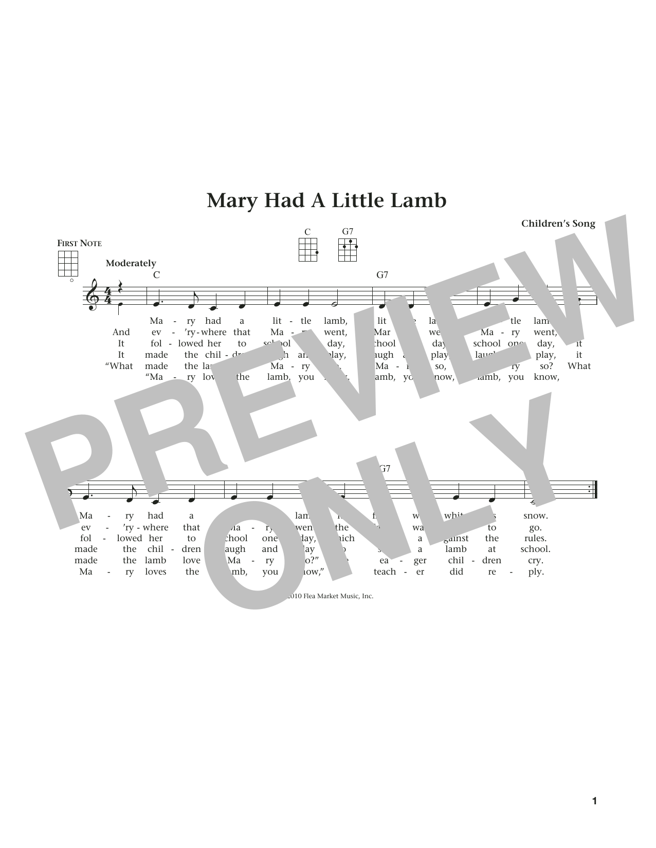 Learn to play Traditional Mary Had A Little Lamb (from The Daily Ukulele) (arr. Liz and Jim Beloff) sheet music for Ukulele in minutes. Price: 5.9900$ Traditional Mary Had A Little Lamb (from The Daily Ukulele) (arr. Liz and Jim Beloff) sheet music notes and chords arranged for Ukulele