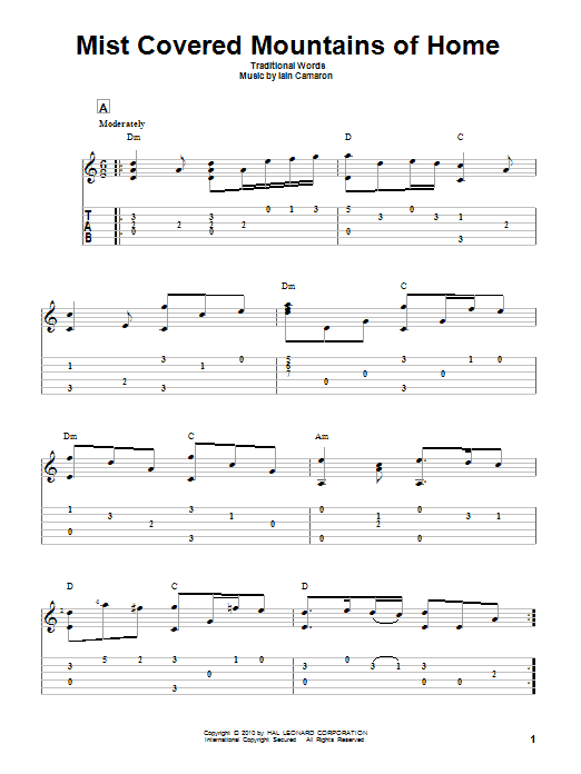 Traditional Mist Covered Mountains Of Home sheet music notes and chords. Download Printable PDF.