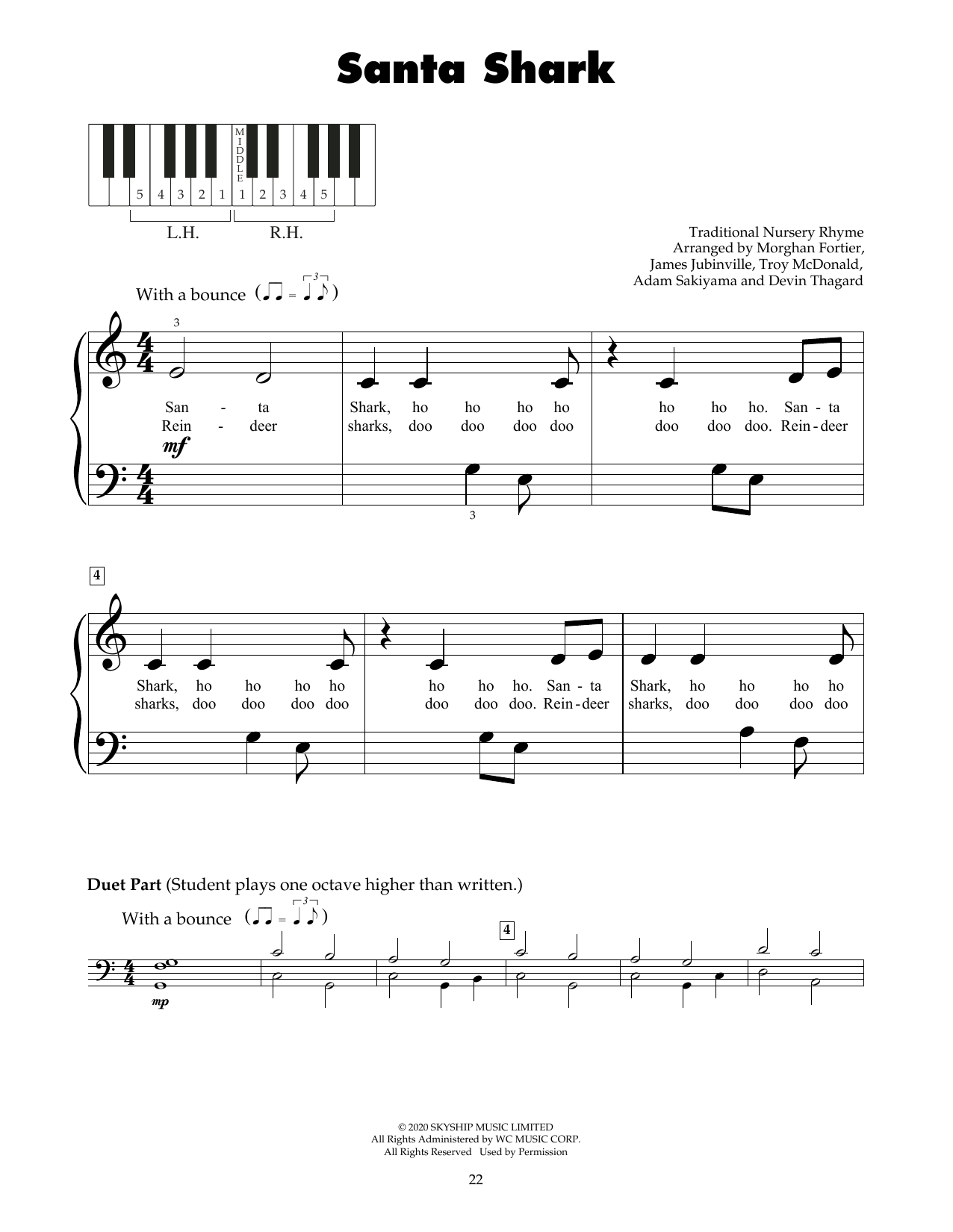 Traditional Nursery Rhyme Santa Shark sheet music notes and chords. Download Printable PDF.