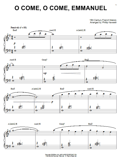 Traditional O Come, O Come Emmanuel [Jazz version] (arr. Phillip Keveren) sheet music notes and chords. Download Printable PDF.