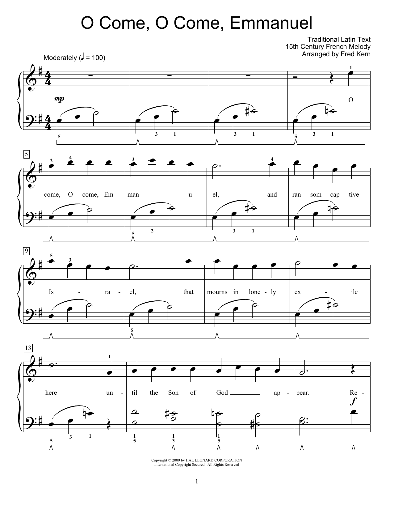 Christmas Carol O Come, O Come, Emmanuel sheet music notes and chords. Download Printable PDF.