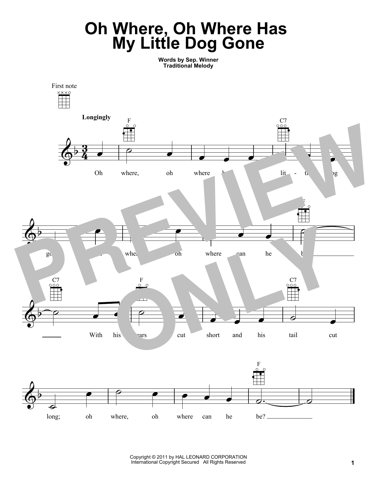 Learn to play Traditional Oh Where, Oh Where Has My Little Dog Gone sheet music for Ukulele in minutes. Price: 5.9900$ Traditional Oh Where, Oh Where Has My Little Dog Gone sheet music notes and chords arranged for Ukulele