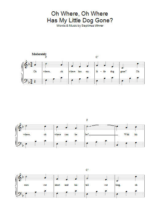 Traditional Oh Where, Oh Where Has My Little Dog Gone? sheet music notes and chords. Download Printable PDF.