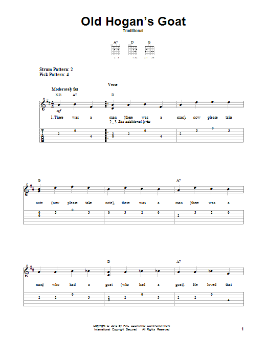 Traditional Old Hogan's Goat sheet music notes and chords. Download Printable PDF.