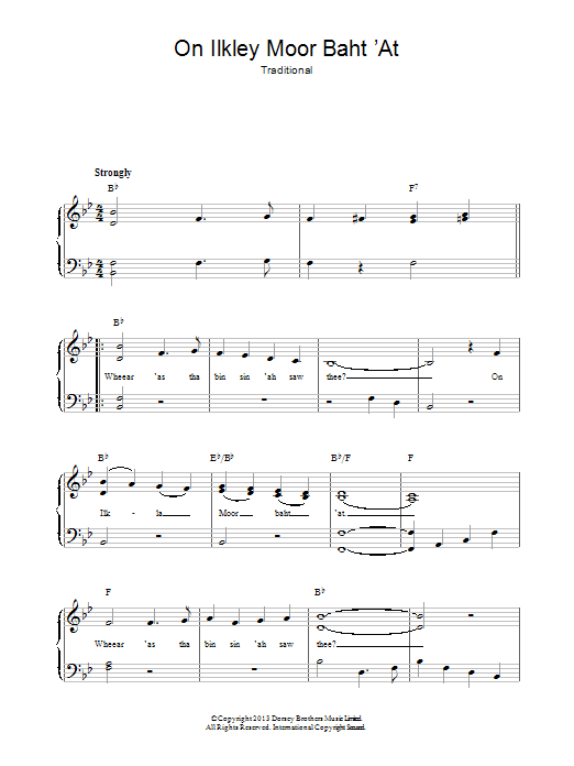 Traditional On Ilkley Moor Baht 'At sheet music notes and chords. Download Printable PDF.