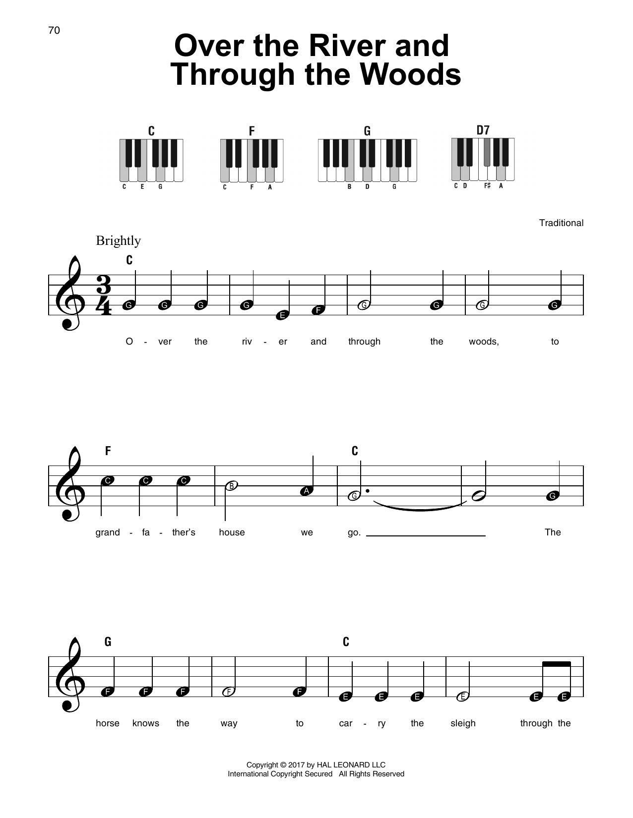 Traditional Over The River And Through The Woods sheet music notes and chords. Download Printable PDF.