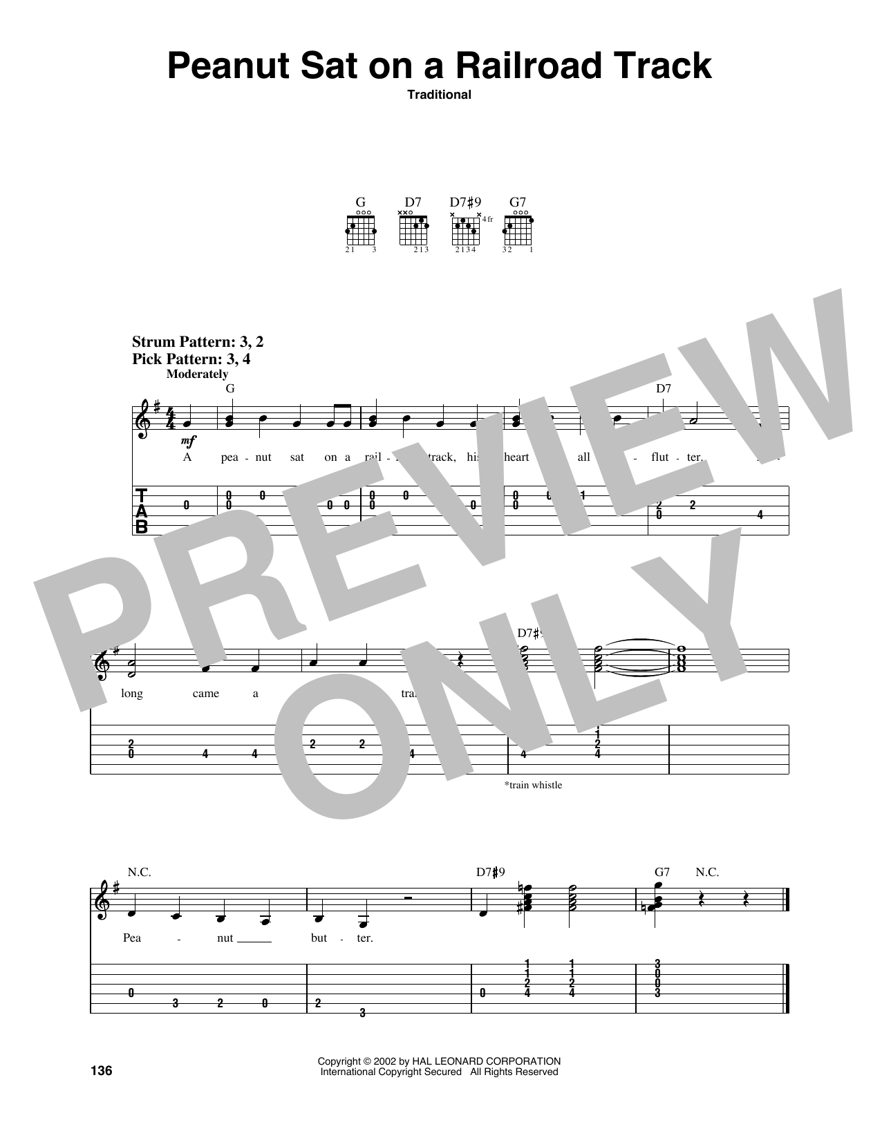 Traditional Peanut Sat On A Railroad Track sheet music notes and chords. Download Printable PDF.