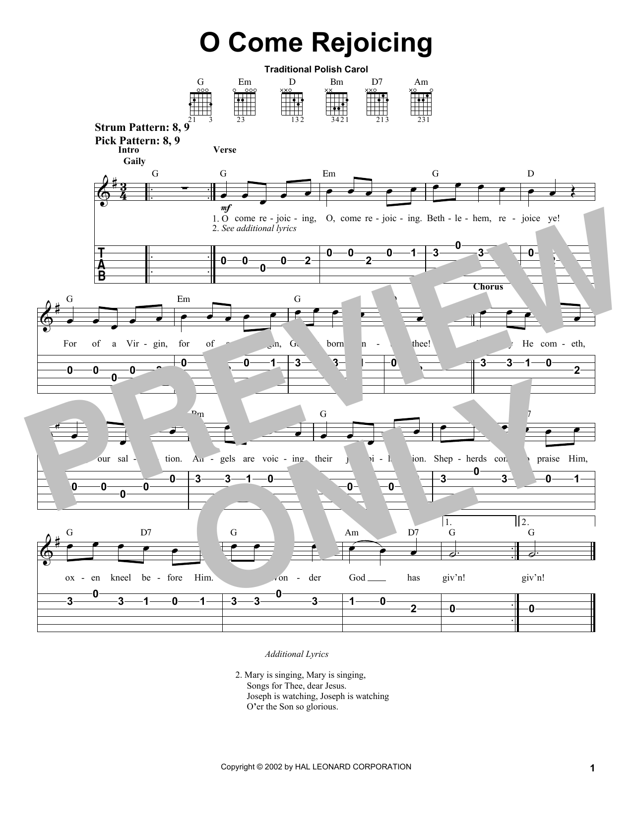 Traditional Polish Carol O Come Rejoicing sheet music notes and chords. Download Printable PDF.