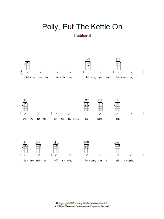 Traditional Polly Put The Kettle On sheet music notes and chords. Download Printable PDF.