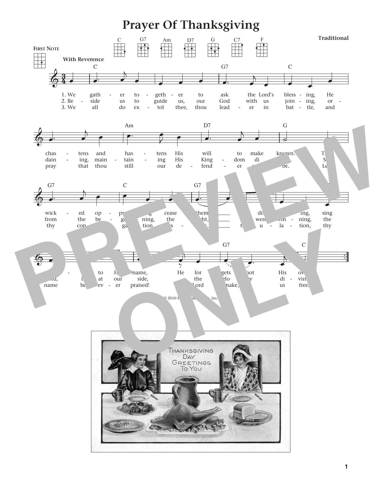 Learn to play Traditional Prayer Of Thanksgiving (from The Daily Ukulele) (arr. Liz and Jim Beloff) sheet music for Ukulele in minutes. Price: 5.9900$ Traditional Prayer Of Thanksgiving (from The Daily Ukulele) (arr. Liz and Jim Beloff) sheet music notes and chords arranged for Ukulele