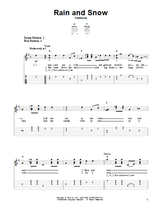 Traditional Rain And Snow sheet music notes and chords. Download Printable PDF.