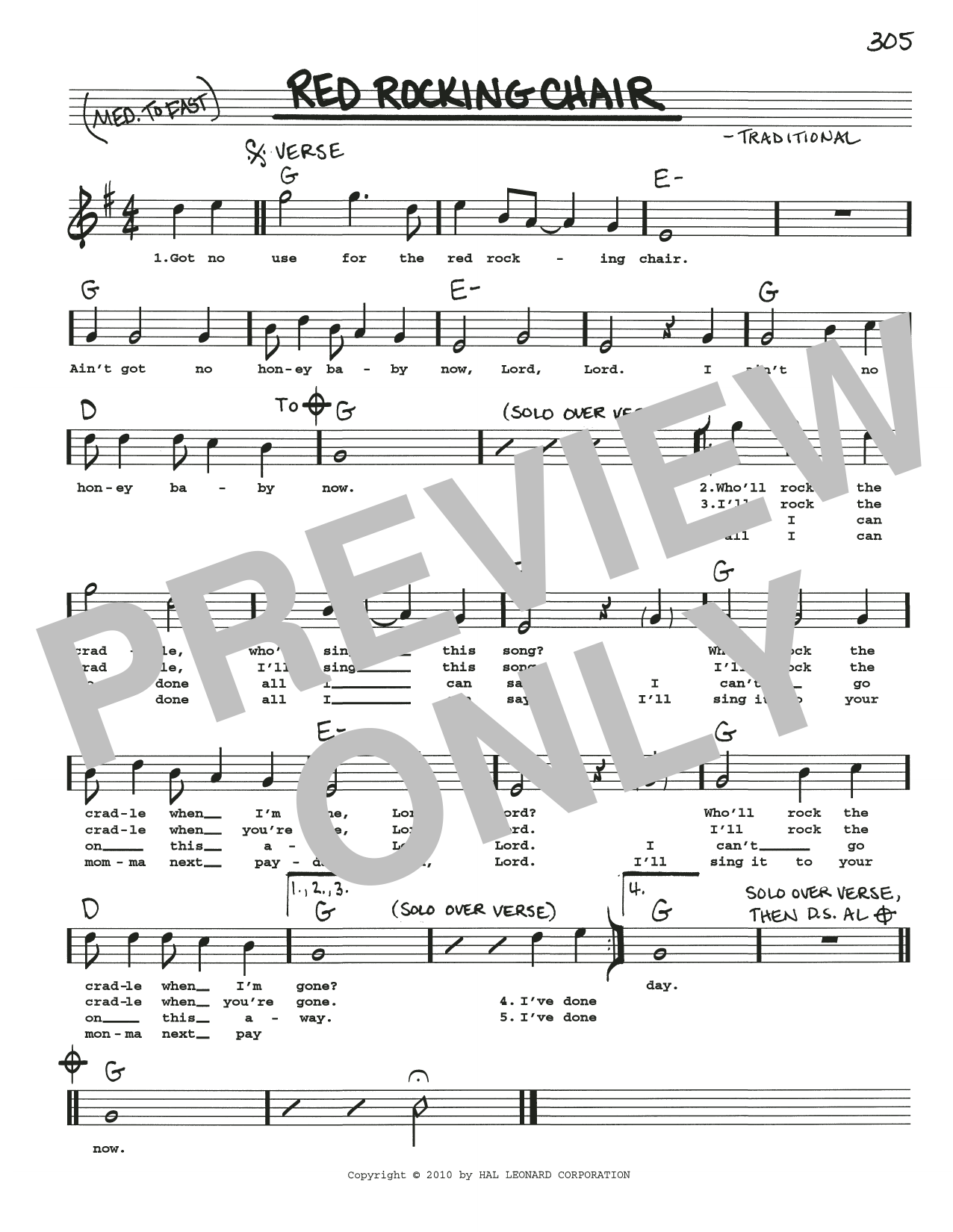 Traditional Red Rocking Chair sheet music notes and chords. Download Printable PDF.